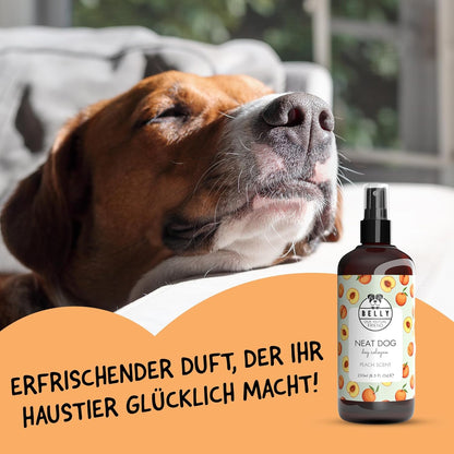 Belly® Hundeparfüm – Duftspray Für Hunde & Welpen – Parfüm Für Hunde Mit Fruchtigem Pfirsich – Spray Gegen Geruch – Ph-Neutral – Fellpflege & Hundepflege – 250Ml