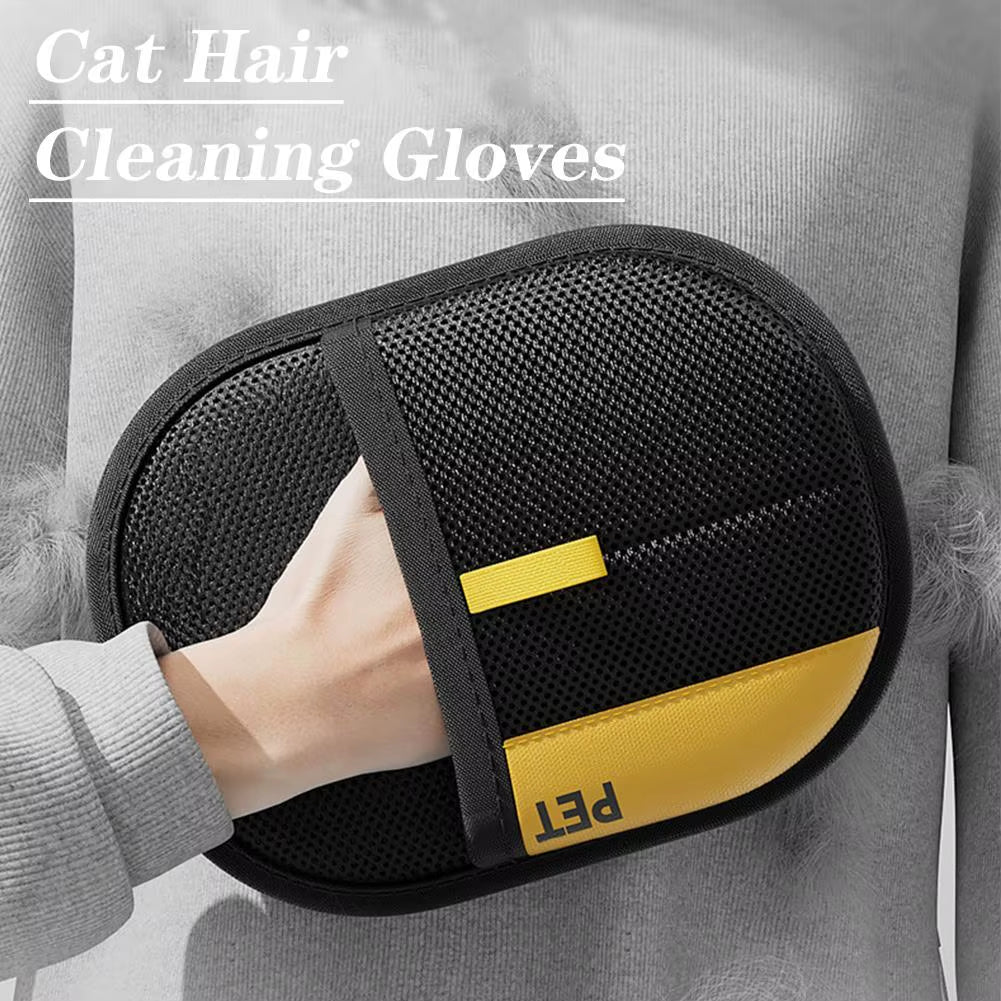 Pet Hair Remover Gloves Electrostatic for Cats Dogs, Reusable Washable Grooming Glove with 2-In-1 Lint Roller Brush