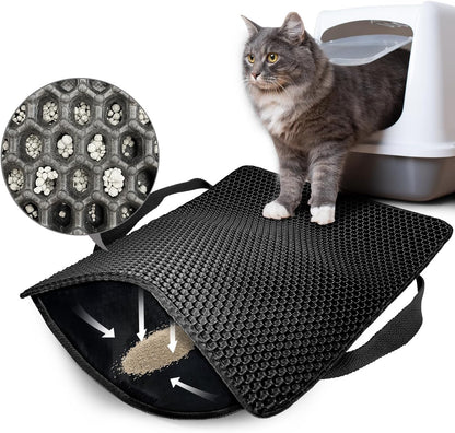 Katzenklo Matte, 61×38CM Honeycomb Double Layer Non-Slip Katzenstreu Matte, Wasserdicht Und Urin Proof Katzen Matte Für Litter Catcher, Cat Litter Mat Streu Kontrolle