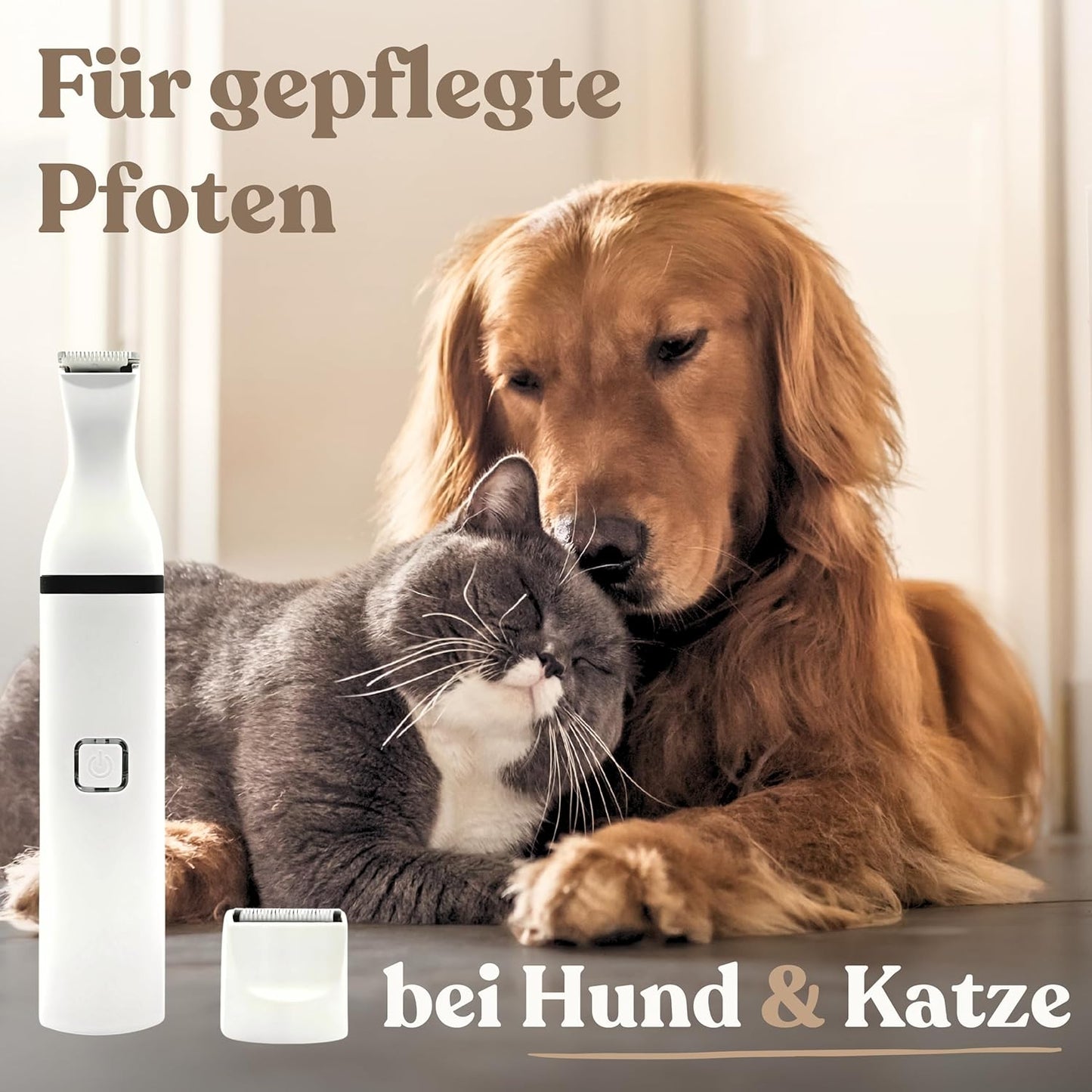 Profi Pfotentrimmer Für Hunde Und Katzen - Hundepfoten Trimmer Leise Schermaschine Hundeschermaschine Rasierer Für Augen, Ohren, Fell - Starker Motor Und Akku - Mit USB-C