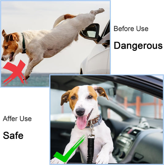 2 Stück Hundegurt Fürs Auto, Länge Verstellbarer Hund Anschnallgurt, Mit Elastischer Ruckdämpfung Und Starke Karabiner Sicherheitsgurt, Hundesicherheitsgeschirr Für Alle Hunde Und Katzen