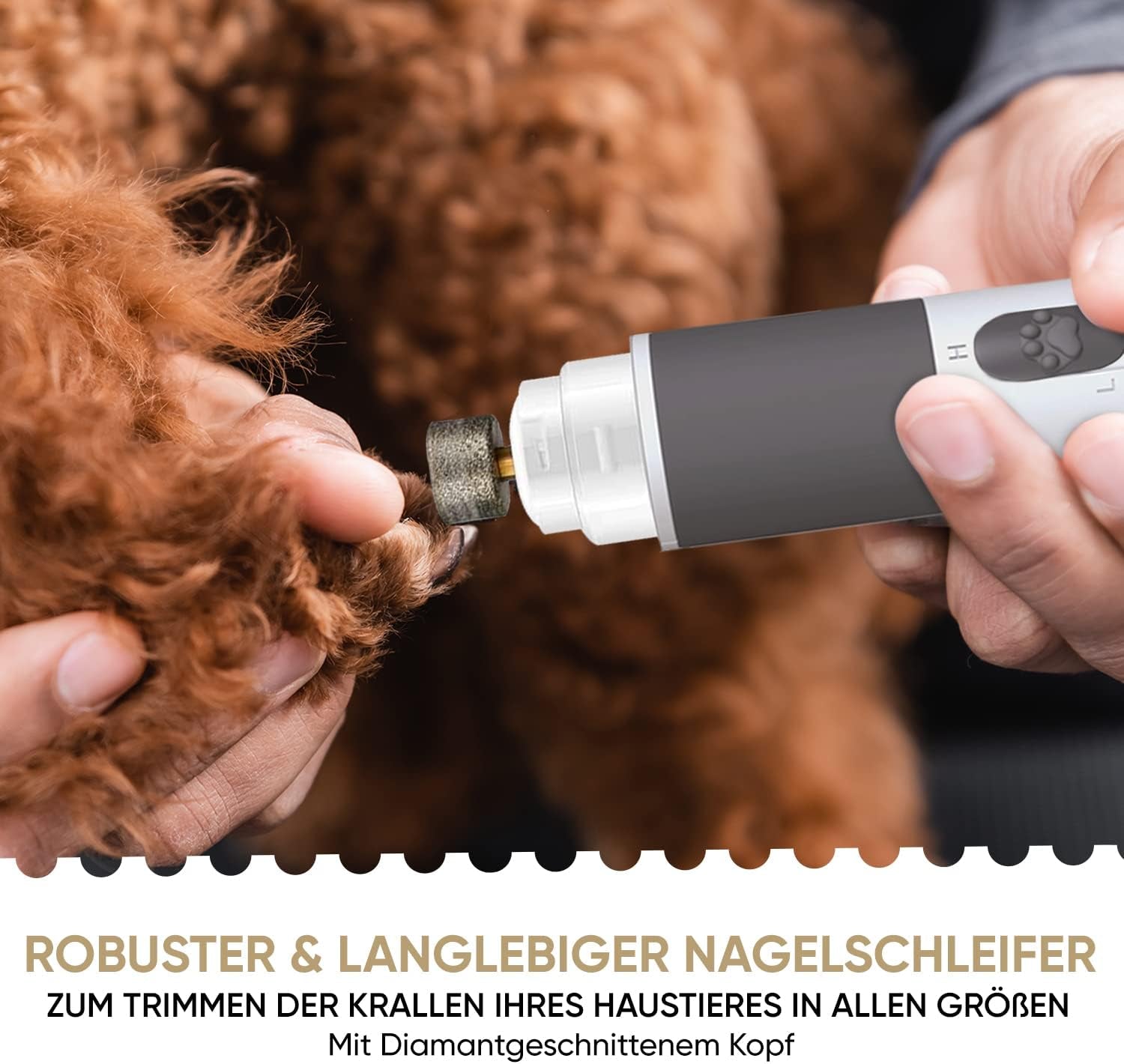 Animigo Krallenschleifer Für Hunde & Katzen Mit Krallenschere - Verschiedene Diamantkopf Größen - Elektrischer Nagelknipser - Motor Mit 2 Geschwindigkeiten & USB Anschluss - Für Alle Krallengrößen