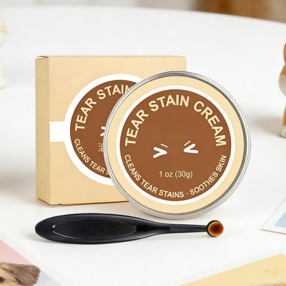 Pet Eye Balm - Dog Tear Care for Quick Clean | 30G Dirt Cleaning Cream with Brush, Cat Kitten Puppy Stain Remover, Medium Large Breeds Grooming, Bathing Shower Accessory, Gentle Eye Area Solution