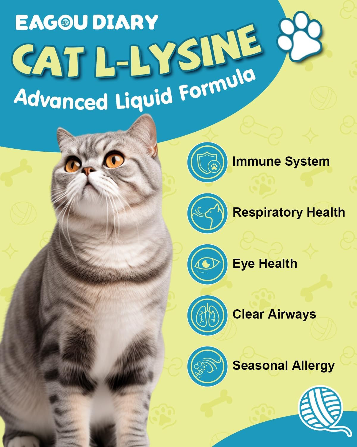 Lysin Katze - L-Lysin Tropfen Für Katzen Und Kätzchen, Kätzchen Immunsystem, Schnupfen, Linderung Von Allergien, Niesen, Nahrungsergänzungen Mit Vitaminen Und Mineralien, Kolostrum, Taurin