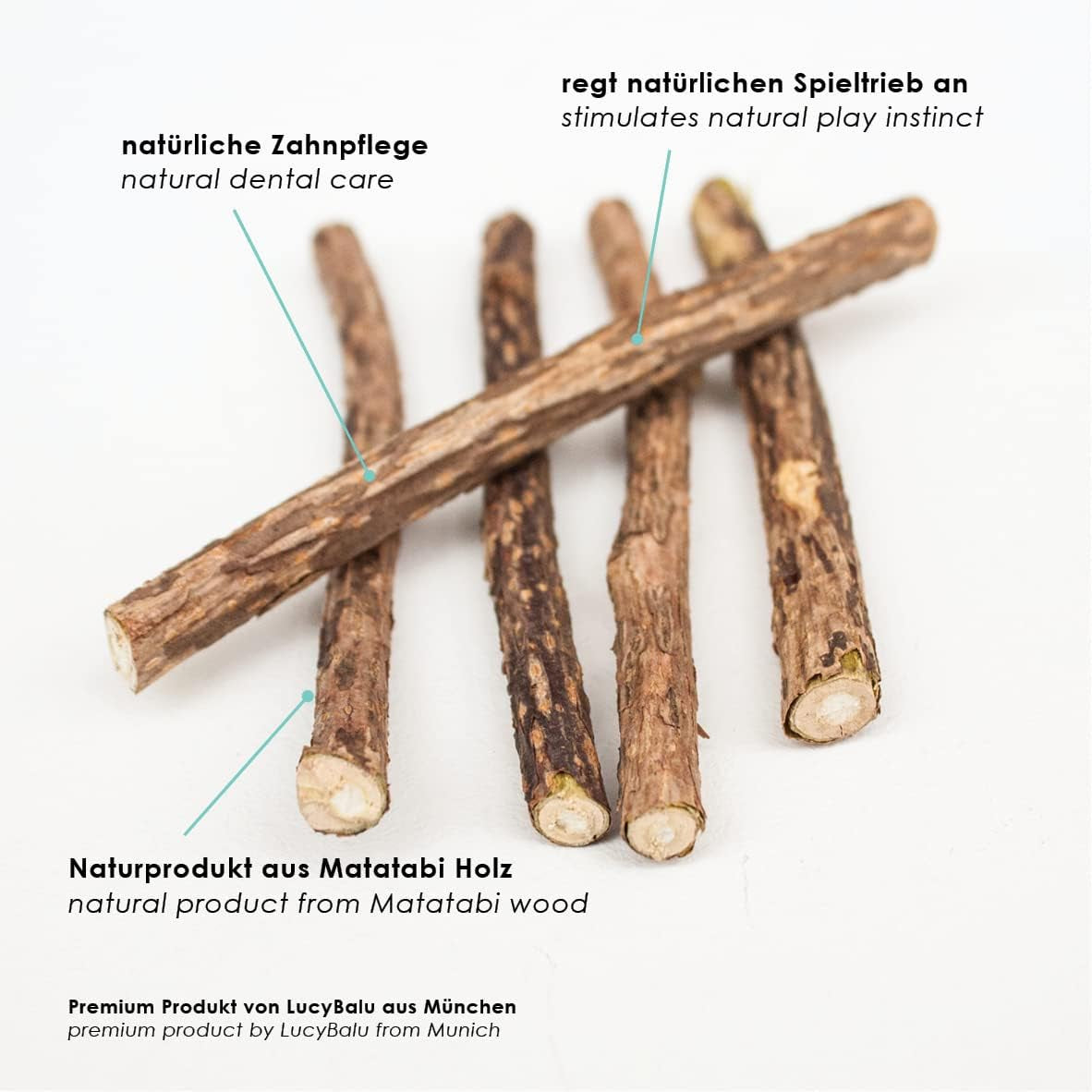 Lucybalu® 6X Matatabi Sticks Für Katzen | Katzen Zahnpflege Natur |Kauknochen Für Katzen Mundgeruch | Katzen Sticks Aus Matatabi Holz | Katzen Zahnbürste | Matatabi Katzenspielzeug Selbstbeschäftigung