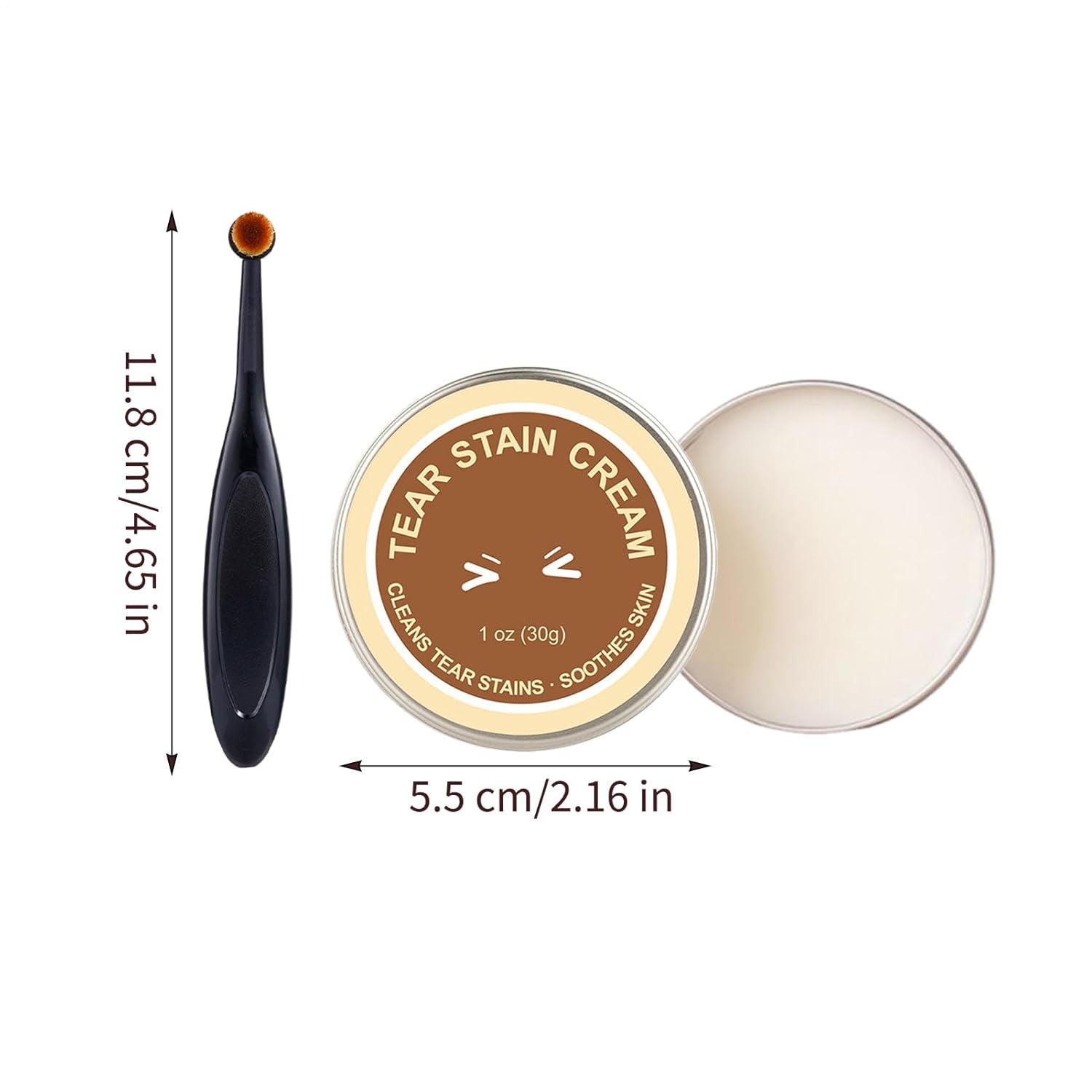 Pet Eye Balm - Dog Tear Care for Quick Clean | 30G Dirt Cleaning Cream with Brush, Cat Kitten Puppy Stain Remover, Medium Large Breeds Grooming, Bathing Shower Accessory, Gentle Eye Area Solution