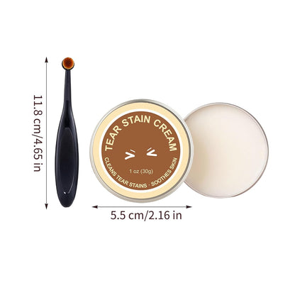 Pet Eye Balm - Dog Tear Care for Quick Clean | 30G Dirt Cleaning Cream with Brush, Cat Kitten Puppy Stain Remover, Medium Large Breeds Grooming, Bathing Shower Accessory, Gentle Eye Area Solution