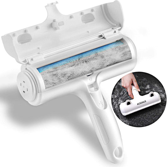 ACE2ACE Tierhaarentferner Fusselrolle, Fusselrolle Für Hundehaare Und Katzenhaare Wiederverwendbar, Fusselbürste Für Tierhaar, Für Sofa, Bett, Teppich, Kratzbaum, Weiß