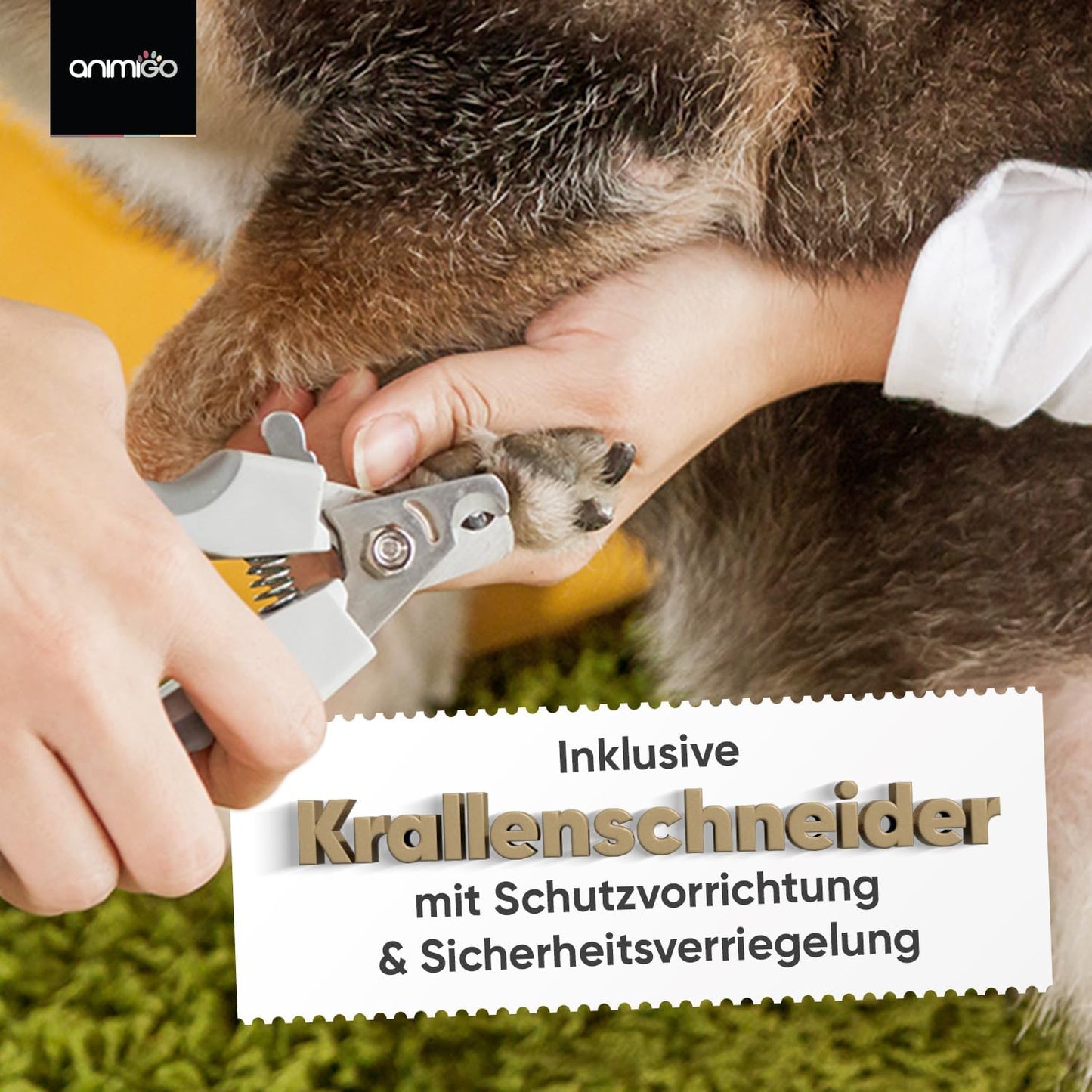 Animigo Krallenschleifer Für Hunde & Katzen Mit Krallenschere - Verschiedene Diamantkopf Größen - Elektrischer Nagelknipser - Motor Mit 2 Geschwindigkeiten & USB Anschluss - Für Alle Krallengrößen