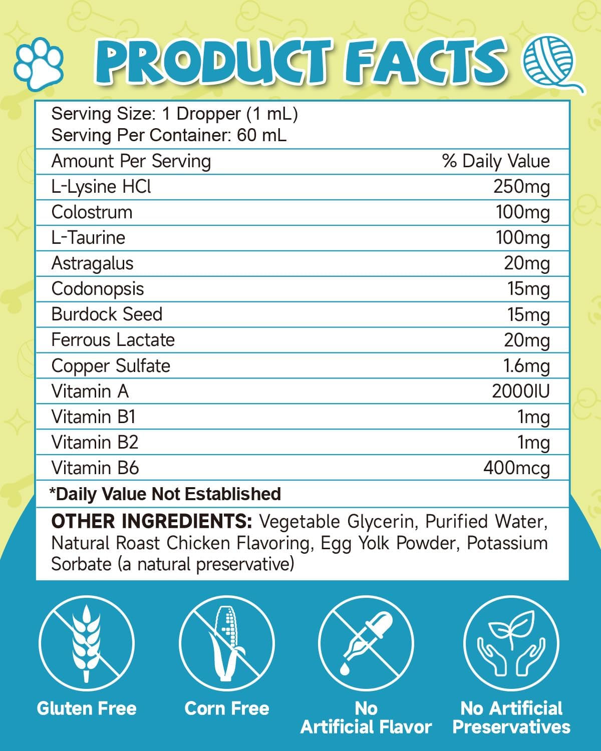 Lysin Katze - L-Lysin Tropfen Für Katzen Und Kätzchen, Kätzchen Immunsystem, Schnupfen, Linderung Von Allergien, Niesen, Nahrungsergänzungen Mit Vitaminen Und Mineralien, Kolostrum, Taurin