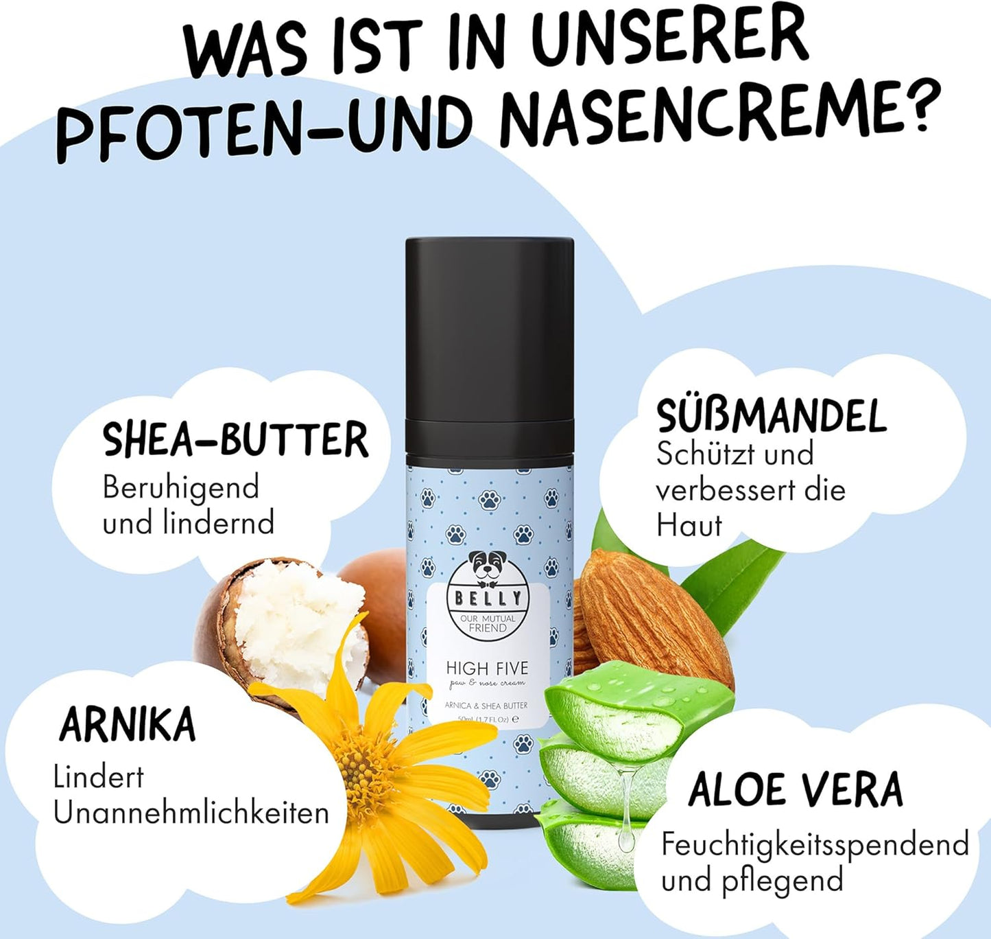 Belly® Pfotenbalsam Hund -50Ml- Pfotenpflege Für Hunde Im Winter - Pfotenbalsam Für Hunde Bei Schnee, EIS & Streusalz - Hundepfoten Balsam - Pfotenpflege Hund