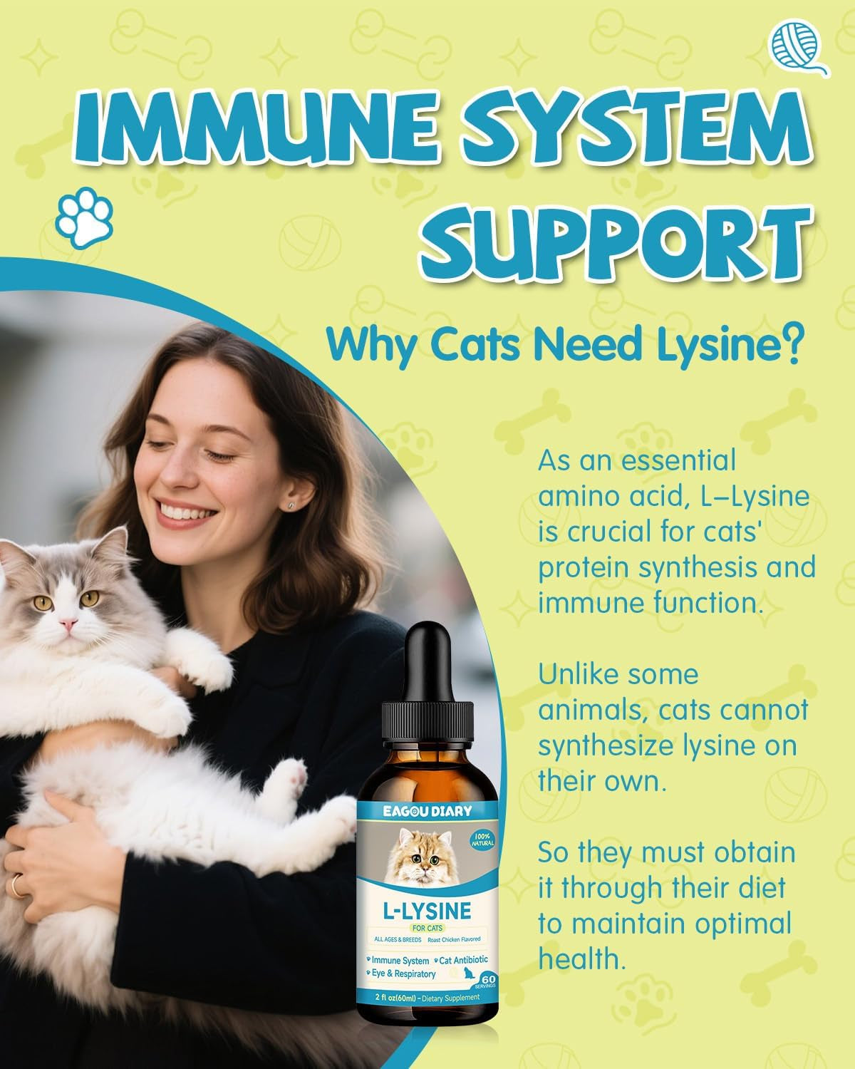 Lysin Katze - L-Lysin Tropfen Für Katzen Und Kätzchen, Kätzchen Immunsystem, Schnupfen, Linderung Von Allergien, Niesen, Nahrungsergänzungen Mit Vitaminen Und Mineralien, Kolostrum, Taurin