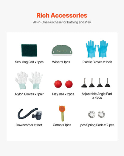 VEVOR Hundewaschstation Aus Edelstahl, 870X490X1225Mm Tierpflegewanne Mit Wasserhahn, Duschkopf, Seifenhalter & Spielbällen, Hundebadewanne Für Mehrere Haustiere, Waschbecken Für Zu Hause