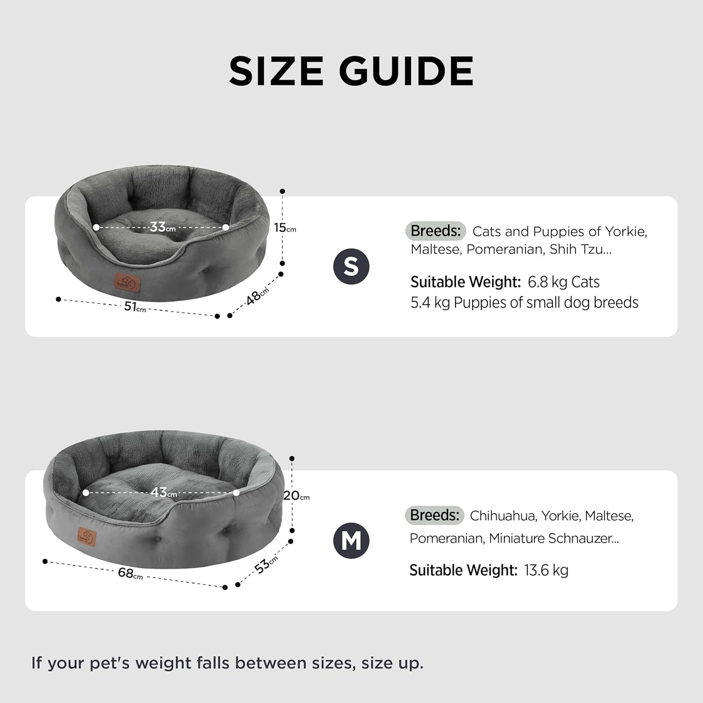 BEDSURE Katzenbett Waschbar Katzen Bettchen - 51X48X15Cm Katzenkorb Mit Zweiseitig Innenkissen Katzenschlafplatz Für Katzen Oder Kleine Hunde,Grau