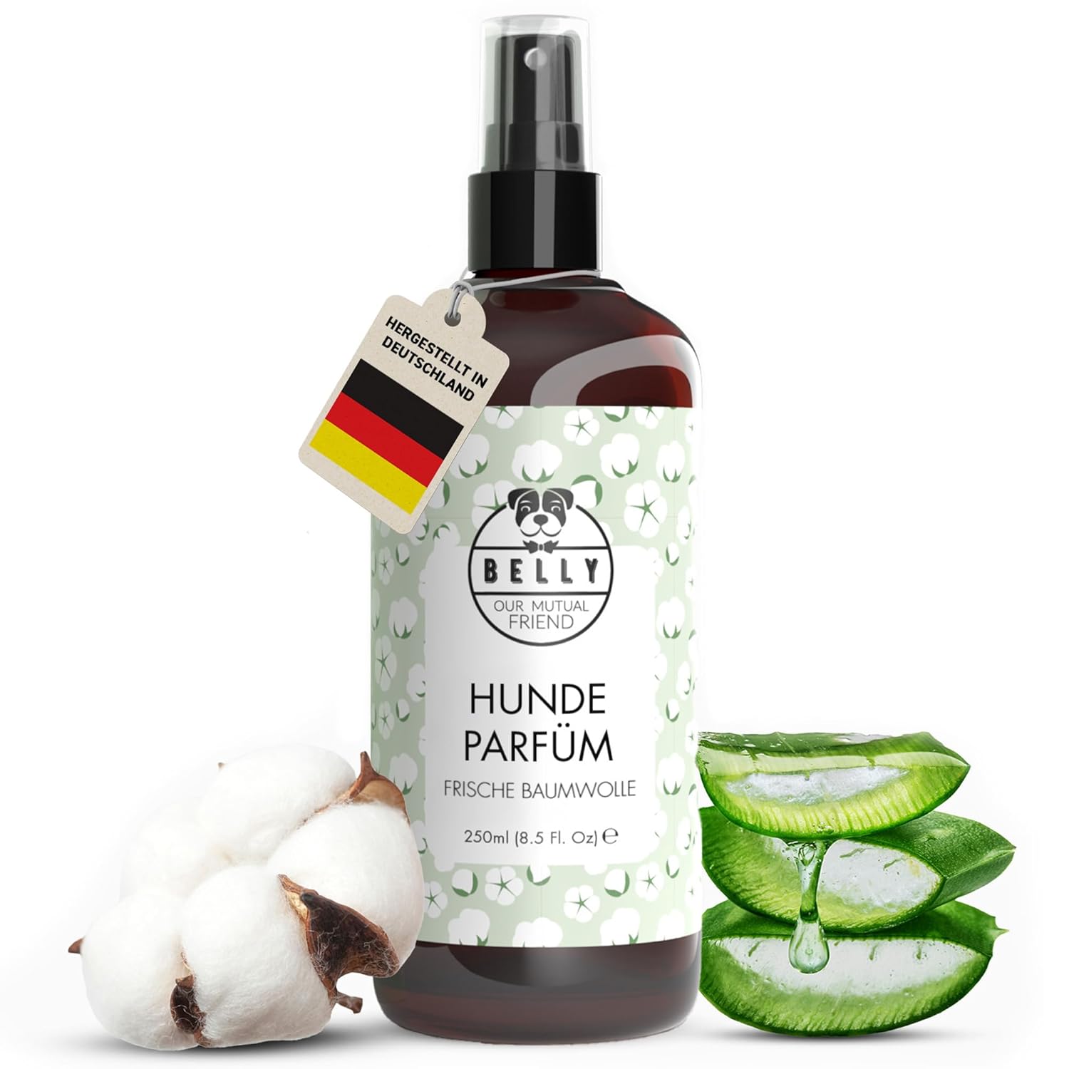 Belly® Deodorant Für Hunde - 250Ml - Frisches Baumwollaroma - Neutralisiert Unangenehme Gerüche - Ph Neutral - Hundeparfüm - Hunde Parfüm, Fellpflegespray, Welpenparfum