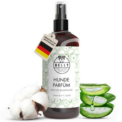 Belly® Deodorant Für Hunde - 250Ml - Frisches Baumwollaroma - Neutralisiert Unangenehme Gerüche - Ph Neutral - Hundeparfüm - Hunde Parfüm, Fellpflegespray, Welpenparfum