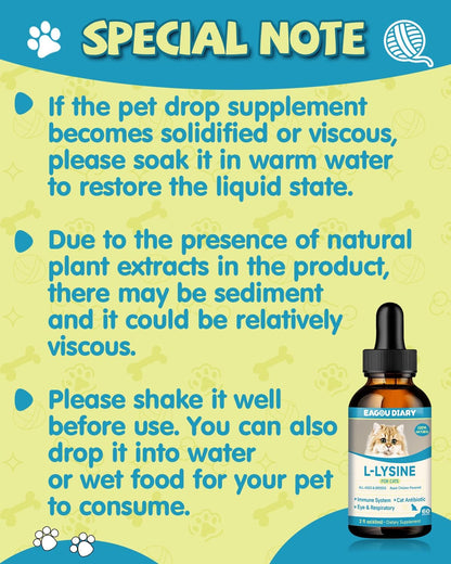 Lysin Katze - L-Lysin Tropfen Für Katzen Und Kätzchen, Kätzchen Immunsystem, Schnupfen, Linderung Von Allergien, Niesen, Nahrungsergänzungen Mit Vitaminen Und Mineralien, Kolostrum, Taurin