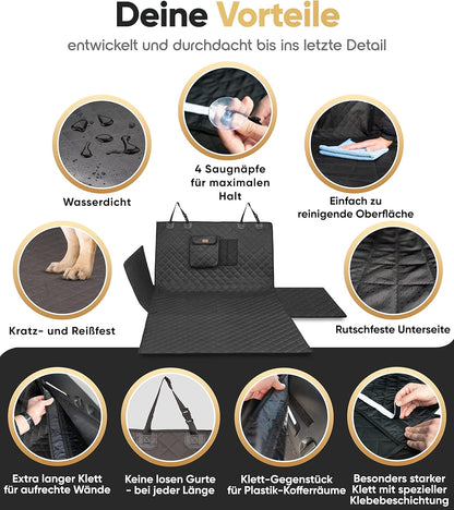 HELDENWERK Kofferraumschutz Hund Gesteppt Mit Seiten- Und Ladekantenschutz I Hundedecke Auto Kofferraum Wasserdicht & Kratzfest I Universal Kofferraum Schutzmatte Für Hunde