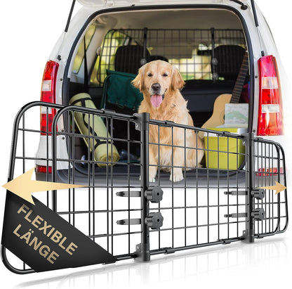 HELDENWERK Universal Kofferraum Trenngitter Für Hunde - Auto Hundegitter Zum Transport Für Deinen Hund - Schutzgitter Mit Kopfstützen-Befestigung - Stufenlos Verstellbares Kofferraumschutz Gitter
