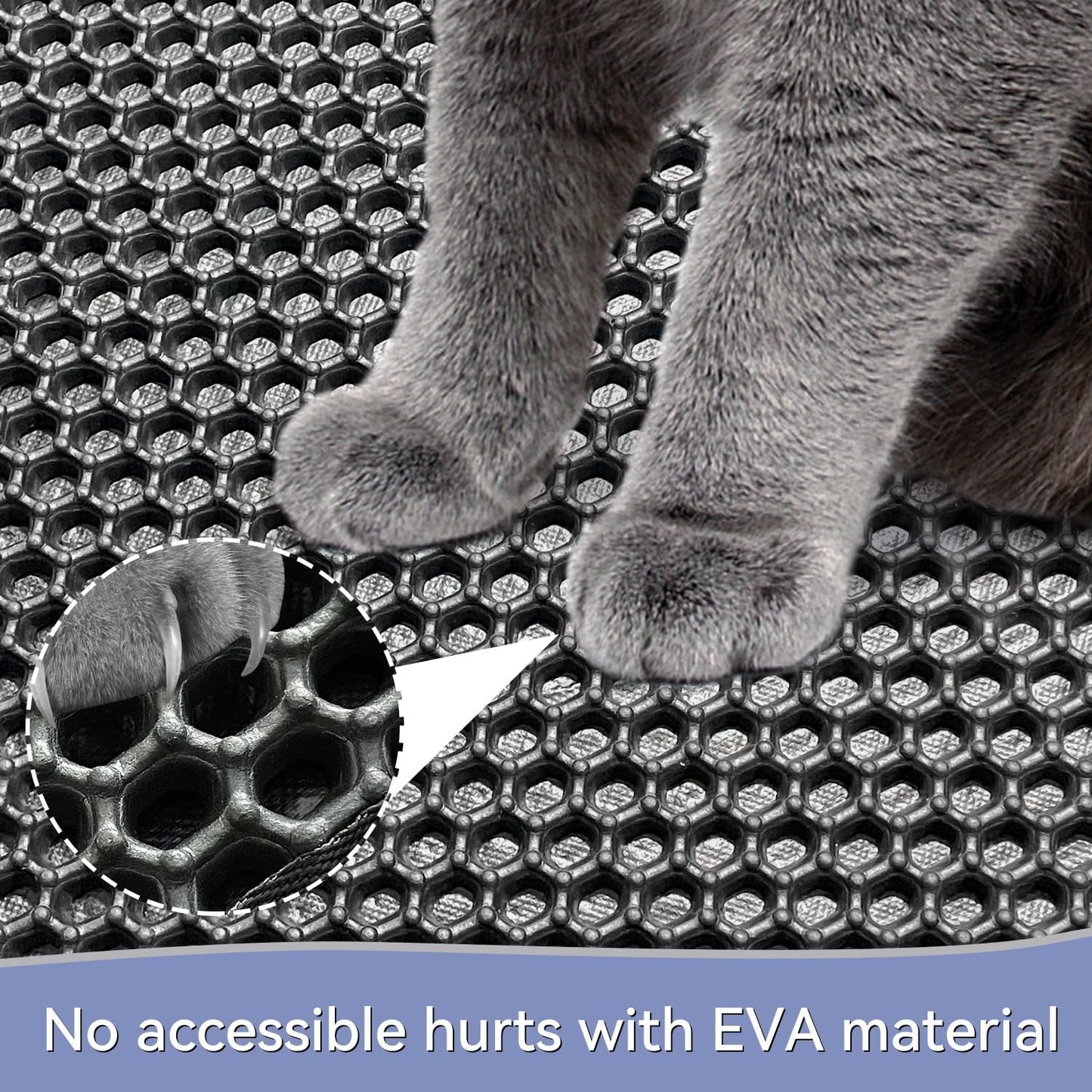Katzenklo Matte, 61×38CM Honeycomb Double Layer Non-Slip Katzenstreu Matte, Wasserdicht Und Urin Proof Katzen Matte Für Litter Catcher, Cat Litter Mat Streu Kontrolle