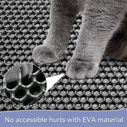 Katzenklo Matte, 61×38CM Honeycomb Double Layer Non-Slip Katzenstreu Matte, Wasserdicht Und Urin Proof Katzen Matte Für Litter Catcher, Cat Litter Mat Streu Kontrolle