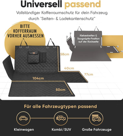 HELDENWERK Kofferraumschutz Hund Gesteppt Mit Seiten- Und Ladekantenschutz I Hundedecke Auto Kofferraum Wasserdicht & Kratzfest I Universal Kofferraum Schutzmatte Für Hunde