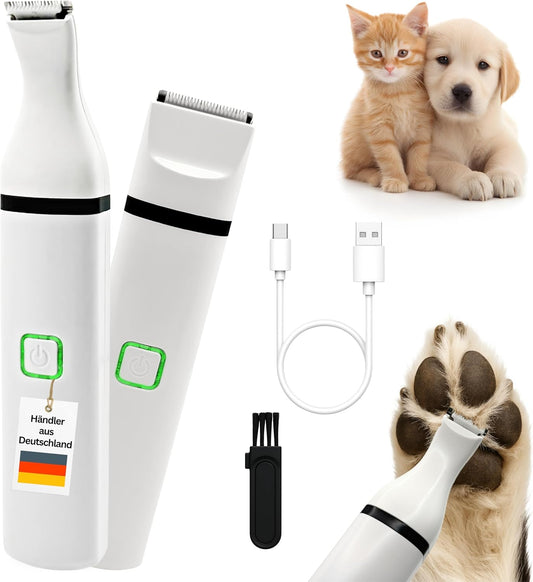 Profi Pfotentrimmer Für Hunde Und Katzen - Hundepfoten Trimmer Leise Schermaschine Hundeschermaschine Rasierer Für Augen, Ohren, Fell - Starker Motor Und Akku - Mit USB-C