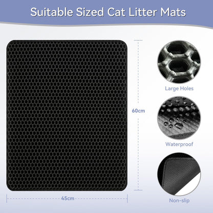 Katzenklo Matte, 61×38CM Honeycomb Double Layer Non-Slip Katzenstreu Matte, Wasserdicht Und Urin Proof Katzen Matte Für Litter Catcher, Cat Litter Mat Streu Kontrolle
