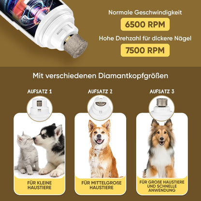 Animigo Krallenschleifer Für Hunde & Katzen Mit Krallenschere - Verschiedene Diamantkopf Größen - Elektrischer Nagelknipser - Motor Mit 2 Geschwindigkeiten & USB Anschluss - Für Alle Krallengrößen
