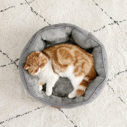 BEDSURE Katzenbett Waschbar Katzen Bettchen - 51X48X15Cm Katzenkorb Mit Zweiseitig Innenkissen Katzenschlafplatz Für Katzen Oder Kleine Hunde,Grau