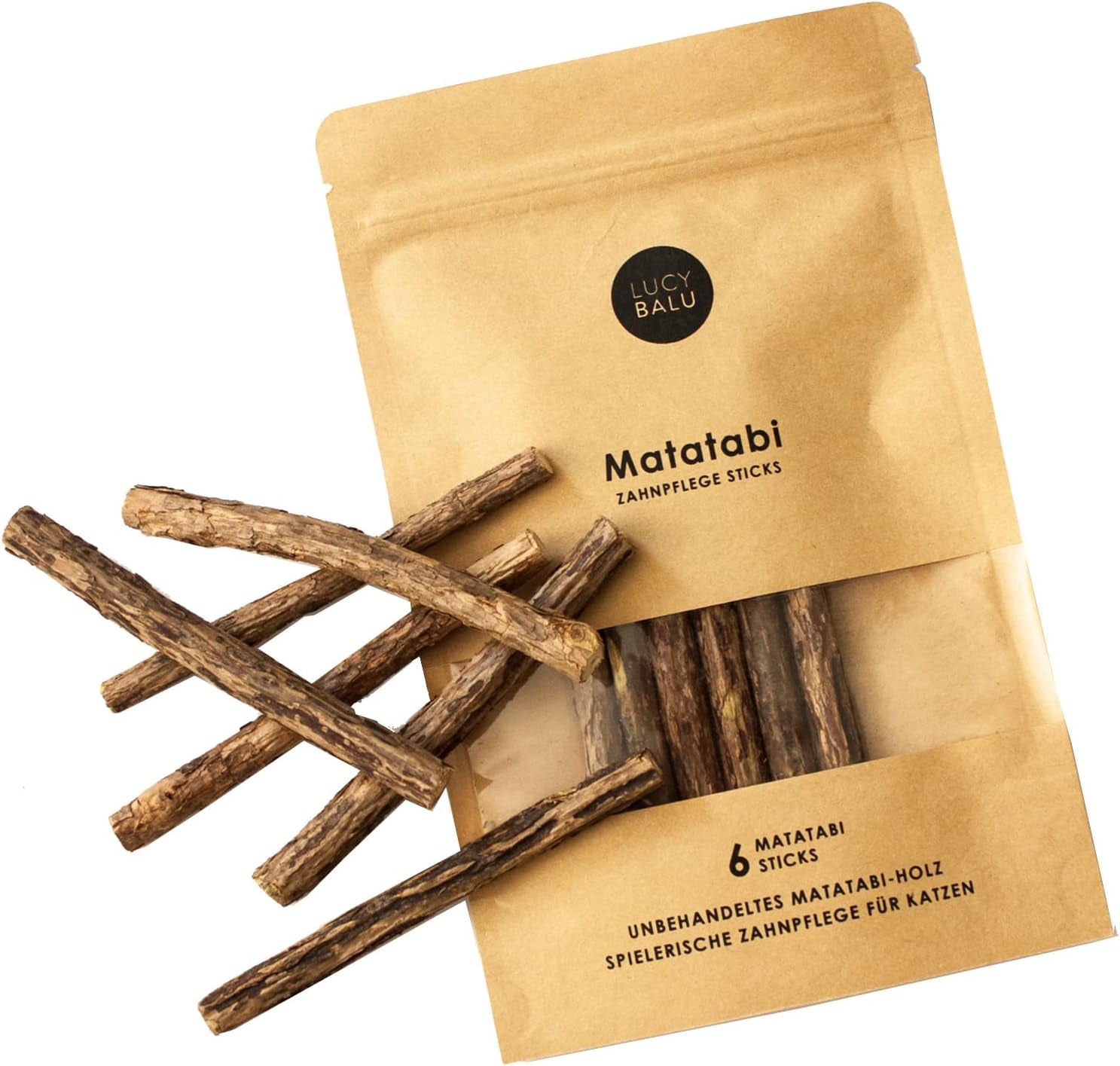 Lucybalu® 6X Matatabi Sticks Für Katzen | Katzen Zahnpflege Natur |Kauknochen Für Katzen Mundgeruch | Katzen Sticks Aus Matatabi Holz | Katzen Zahnbürste | Matatabi Katzenspielzeug Selbstbeschäftigung