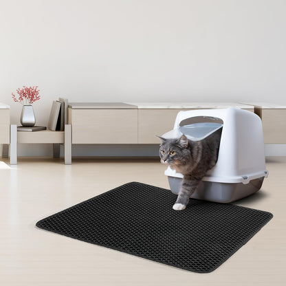 Katzenklo Matte, 61×38CM Honeycomb Double Layer Non-Slip Katzenstreu Matte, Wasserdicht Und Urin Proof Katzen Matte Für Litter Catcher, Cat Litter Mat Streu Kontrolle