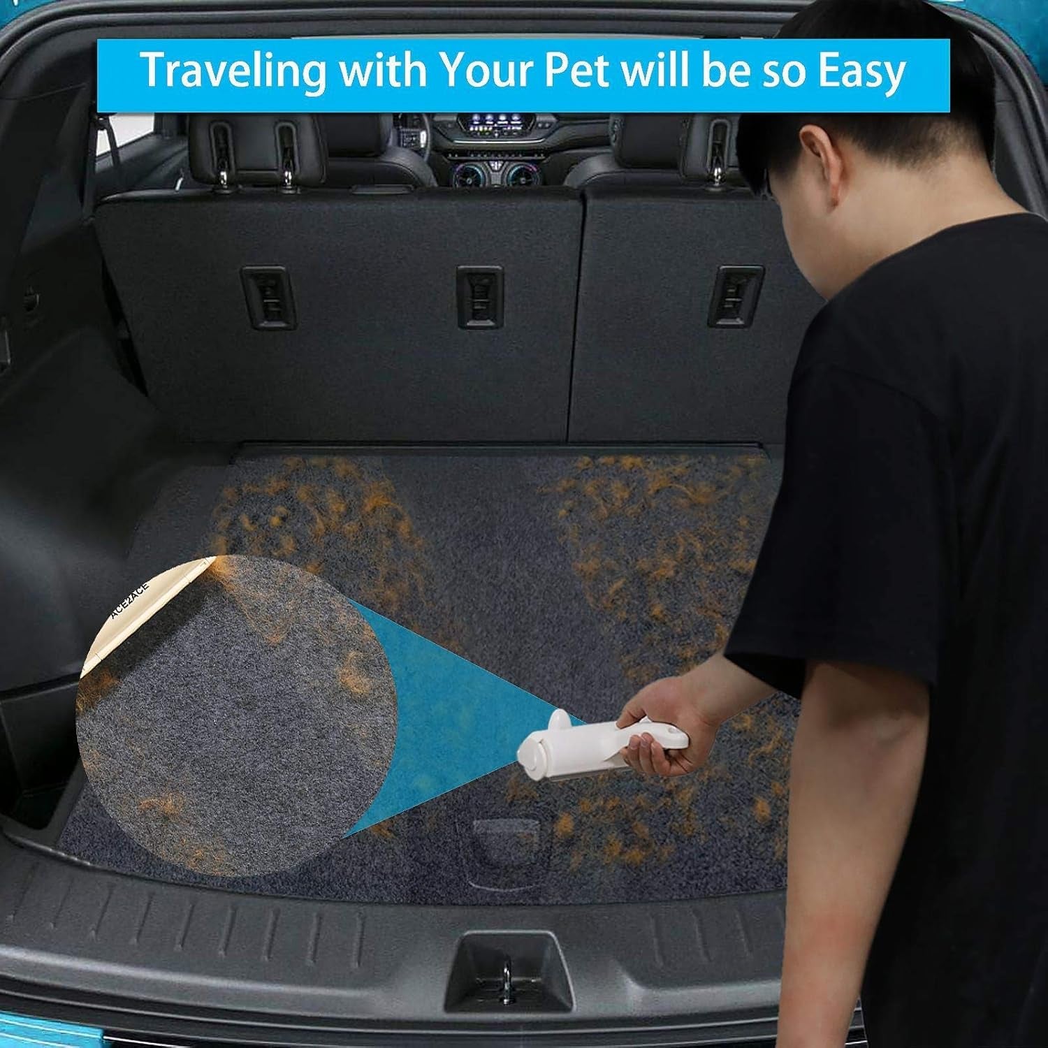 ACE2ACE Tierhaarentferner Fusselrolle, Fusselrolle Für Hundehaare Und Katzenhaare Wiederverwendbar, Fusselbürste Für Tierhaar, Für Sofa, Bett, Teppich, Kratzbaum, Weiß