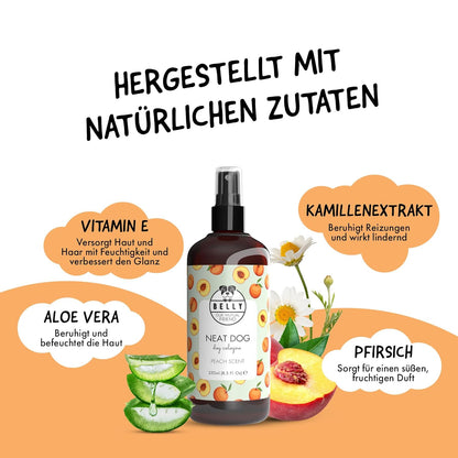 Belly® Hundeparfüm – Duftspray Für Hunde & Welpen – Parfüm Für Hunde Mit Fruchtigem Pfirsich – Spray Gegen Geruch – Ph-Neutral – Fellpflege & Hundepflege – 250Ml