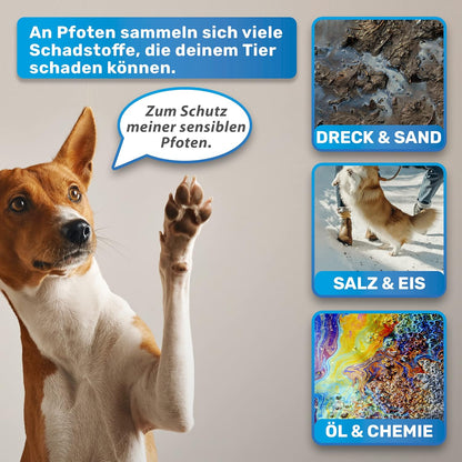 Bluepet Pfotenreiniger Für Hunde Zum Entfernen Von Dreck & Schmutz Von Hundepfoten I Inkl. Mikrofaser-Handtuch I Pfotenblitz Größe L