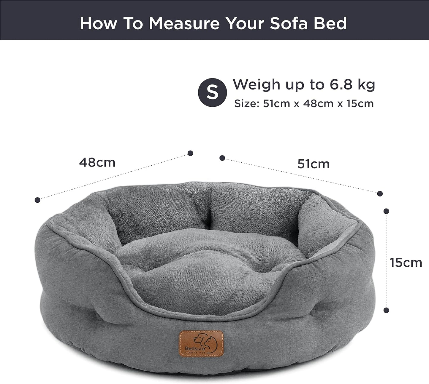 BEDSURE Katzenbett Waschbar Katzen Bettchen - 51X48X15Cm Katzenkorb Mit Zweiseitig Innenkissen Katzenschlafplatz Für Katzen Oder Kleine Hunde,Grau