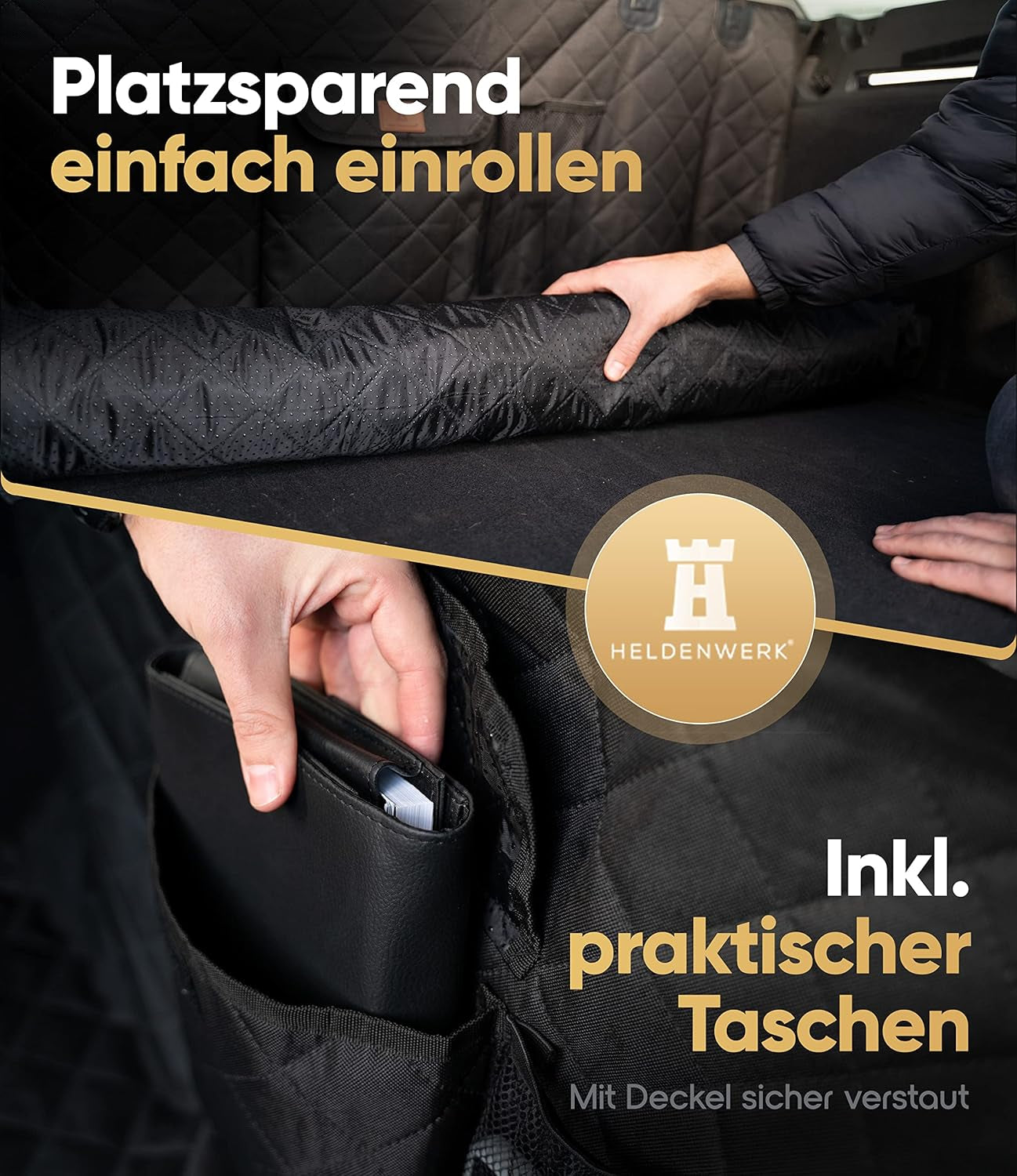HELDENWERK Kofferraumschutz Hund Gesteppt Mit Seiten- Und Ladekantenschutz I Hundedecke Auto Kofferraum Wasserdicht & Kratzfest I Universal Kofferraum Schutzmatte Für Hunde