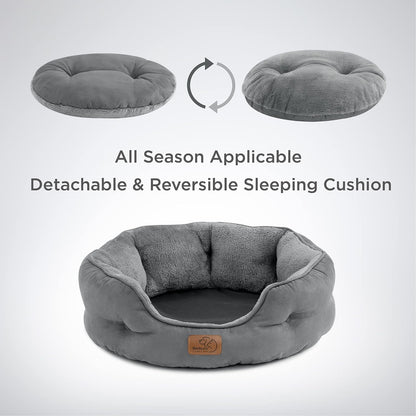 BEDSURE Katzenbett Waschbar Katzen Bettchen - 51X48X15Cm Katzenkorb Mit Zweiseitig Innenkissen Katzenschlafplatz Für Katzen Oder Kleine Hunde,Grau