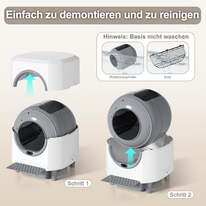 Selbstreinigende Katzentoilette 90L Großraum,  Katzenklo Selbstreinigend Mit Geruchskontrolle, APP Steuerung Und 10 Sensorsicherheit, Automatisches Katzenklofür Mehrere Katzen, Weiß